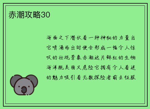 赤潮攻略30